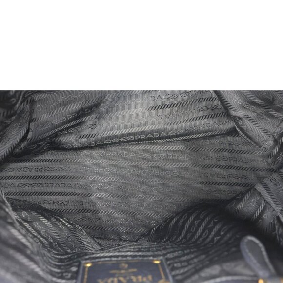 Prada  Vitello Daino Front Zip Leather Hobo Bag Black - Picture 14 of 16